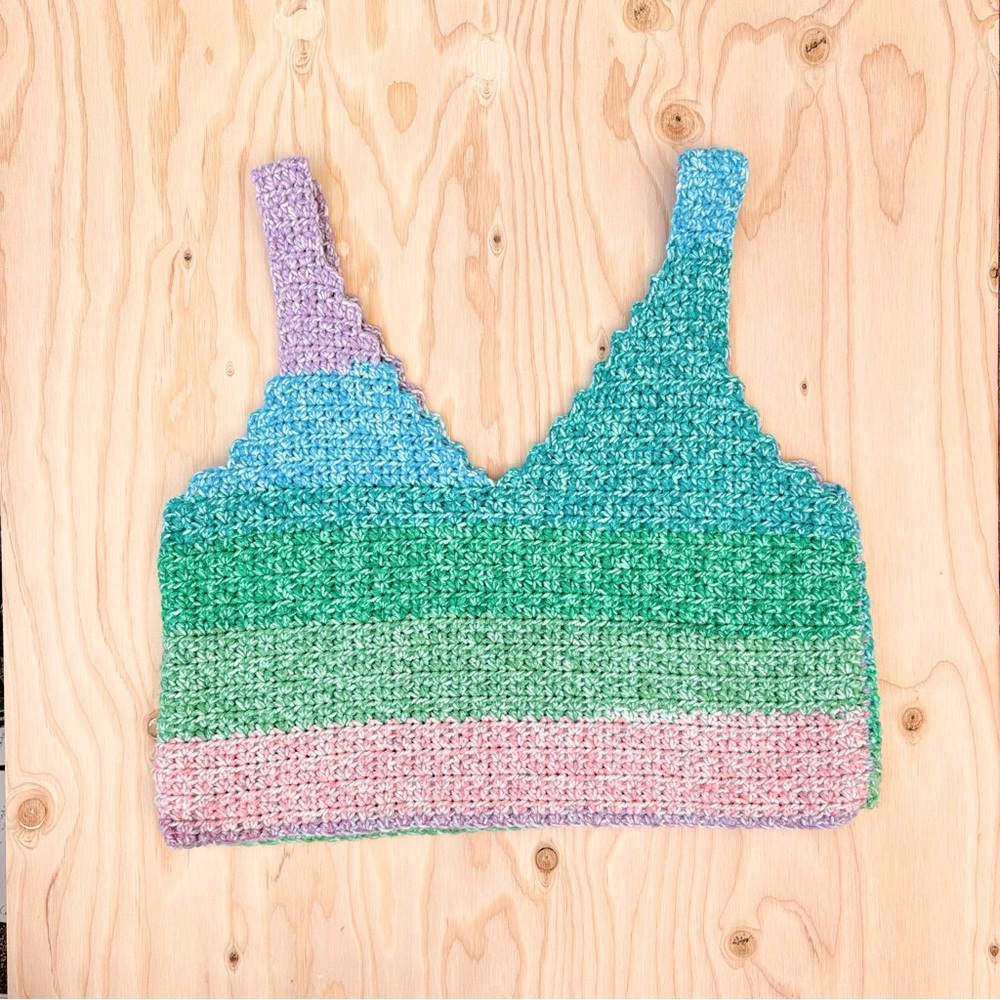crochet tank top pastel stripe cropped